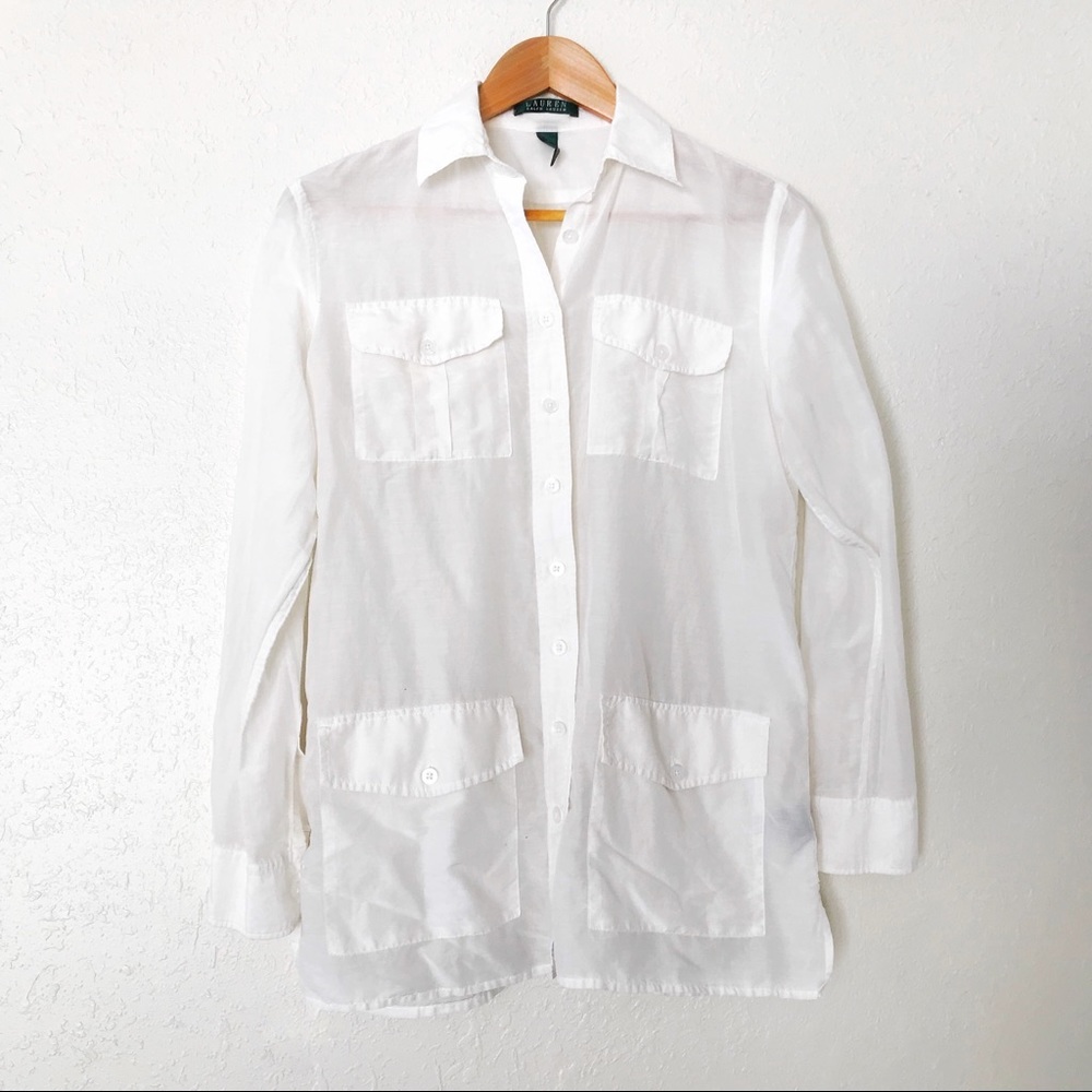 Ralph Lauren White Blouse 4 pocket